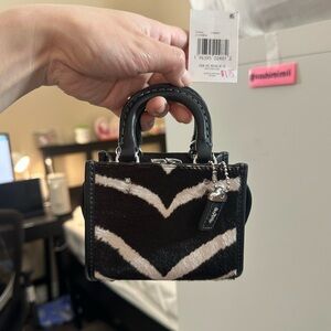 NWT Coach Rogue Bag 12 In Haircalf With Zebra Print (MICRO MINI BAG)
